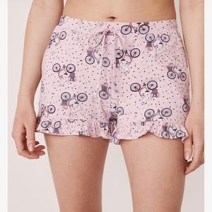 Pink ruffle detail shorts